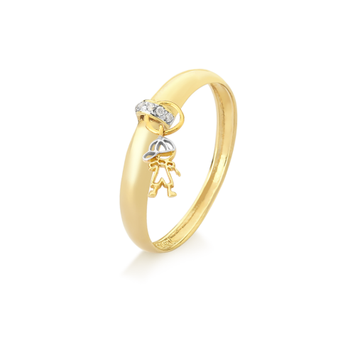 Anel Boneco Menino de Ouro 18K 