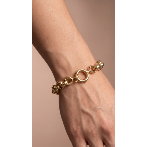 Pulseira Portuguesa Lisa 4 mm de Ouro 18k