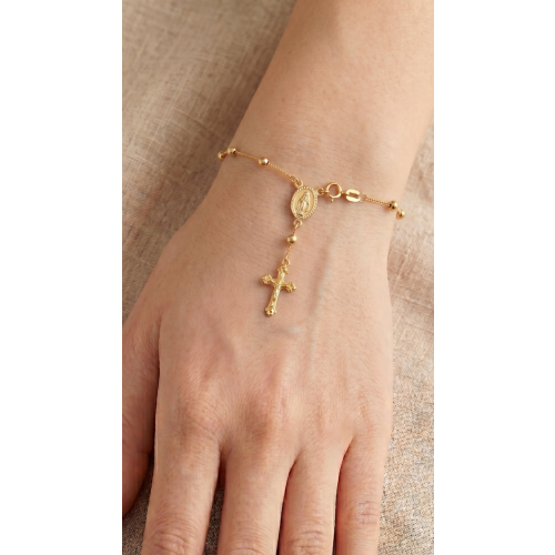 Pulseira Terço Bola 2,5 mm de Ouro 18k