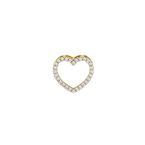 Pingente Coração de Ouro 18k Com Pedras Brancas