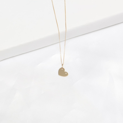 Pingente Placa Coração com Pedra de Ouro 18k