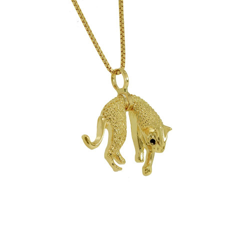 Pingente Pantera Com Pedras de Ouro 18k