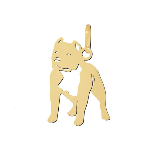 Pingente Pet Cachorro Pitbull Bull Terrier de Ouro 18k