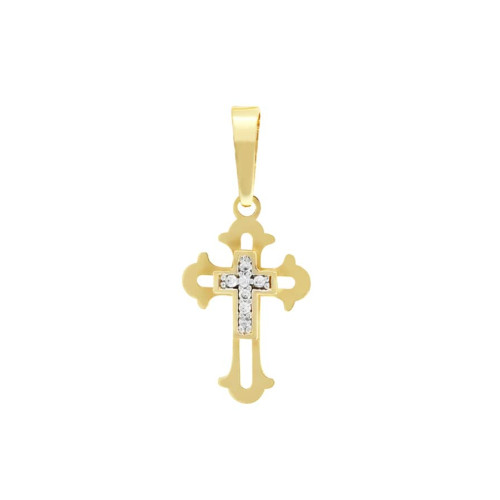 Pingente Crucifixo de Ouro 18k 2,3 cm Com Pedra