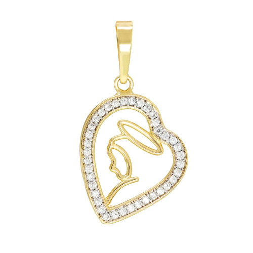 Pingente Nossa Senhora 26 mm de Ouro 18k Com Pedras