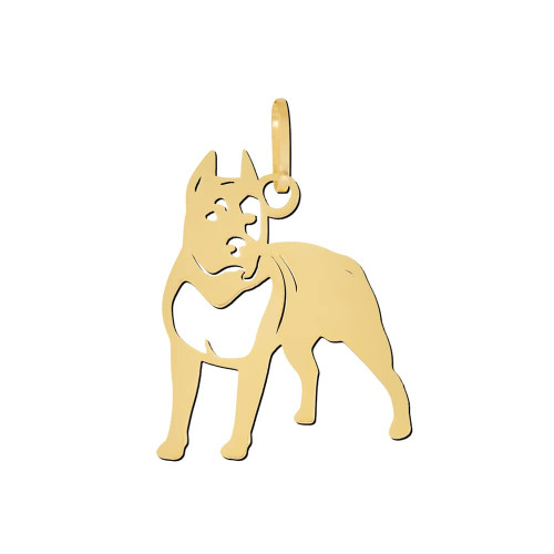 Pingente Pet Cachorro Pitbull de Ouro 18k