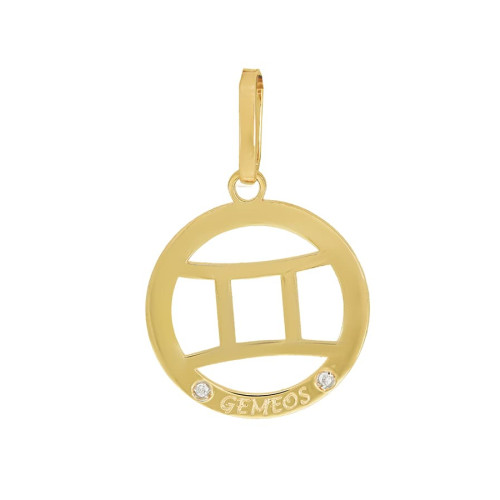 Pingente de Signo Gêmeos de Ouro 18k