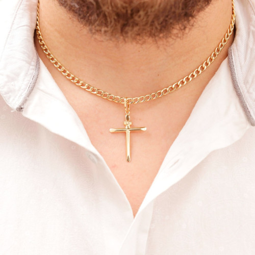 Pingente Crucifixo 4 cm de Ouro Amarelo 18k sem Cristo
