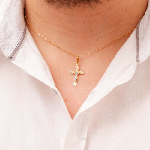 Pingente Crucifixo de Ouro 18k 3,5 cm Com Cristo