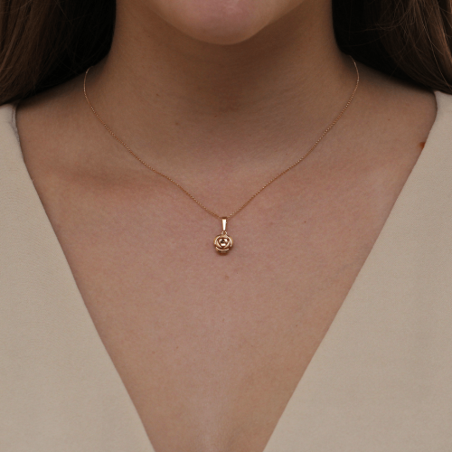 Pingente Flor Tricolor 1,5 cm de Ouro 18k