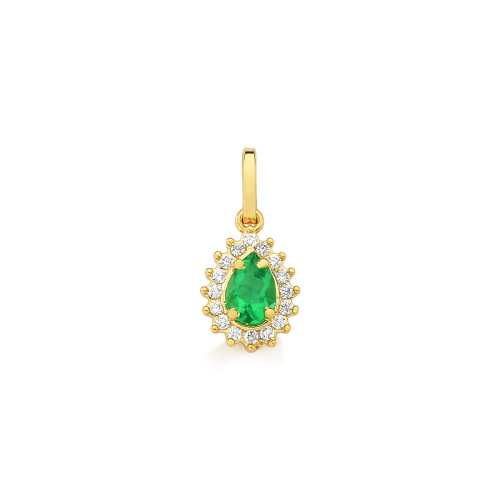 Pingente Gota Com Pedras De Ouro 18K