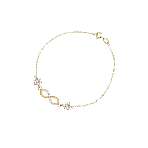 Pulseira Portuguesa Infinito Com Pedras de Ouro 18k