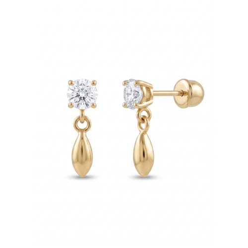 Brinco Pedra Infantil 2 mm de Ouro 18k  