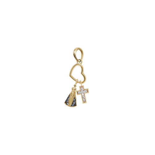 Pingente_Berloque_Coração_Nossa_Senhora_e_Cruz_de_Ouro_18k